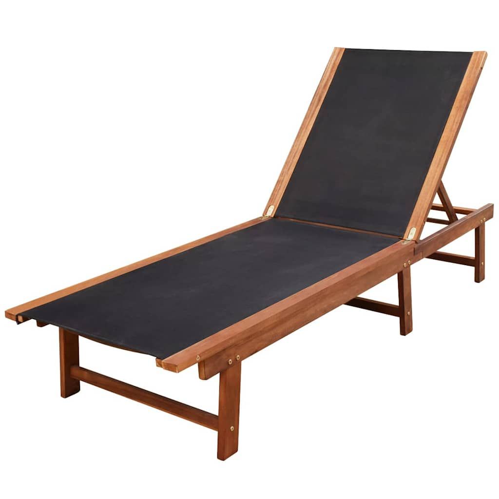Lettini Prendisole 2 pz con Tavolo in Massello Acacia Textilene vidaXL