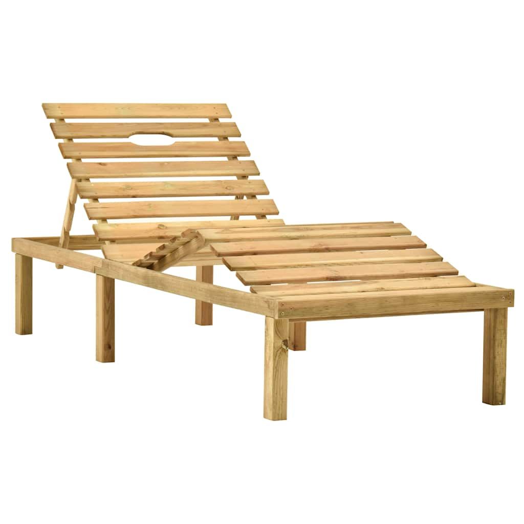Lettino da Giardino con Cuscino Blu in Legno di Pino Impregnato vidaXL