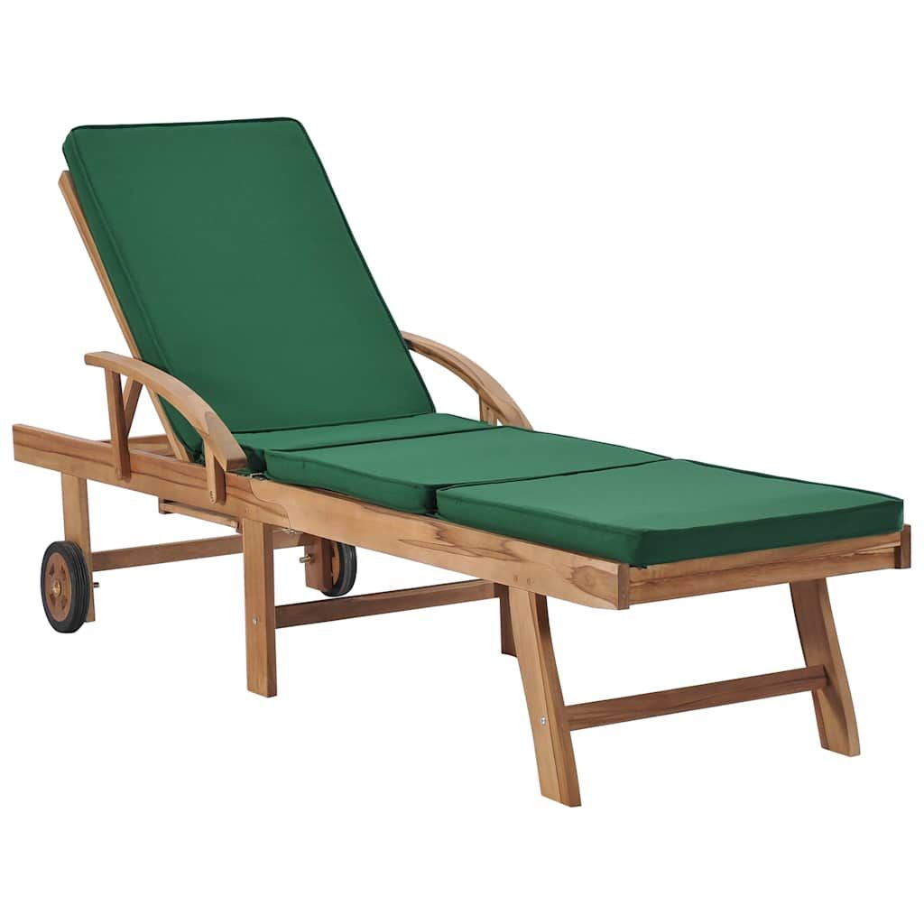 Lettini Prendisole con Cuscini 2 pz in Legno di Teak Verde vidaXL
