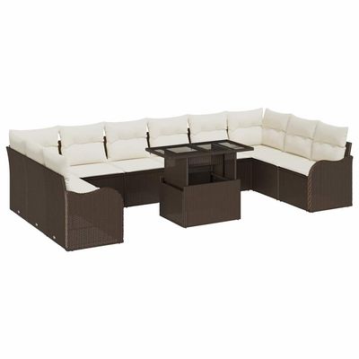 Set Divano da Giardino 11 pcs Marrone Rattan in Polipropilene vidaXL