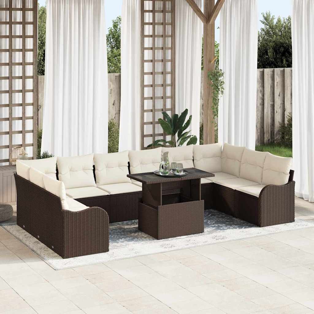 Set Divano da Giardino 11 pcs Marrone Rattan in Polipropilene vidaXL