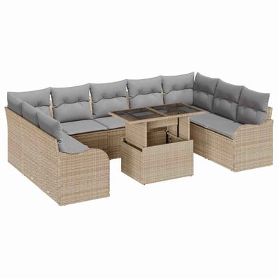 Set Divano da Giardino 10 pcs Beige Rattan in Polipropilene vidaXL