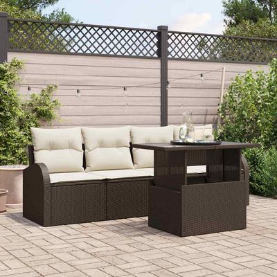 Set Divano da Giardino 5 pcs Marrone Rattan in Polipropilene vidaXL