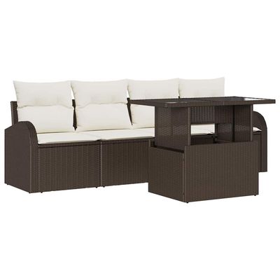 Set Divano da Giardino 5 pcs Marrone Rattan in Polipropilene vidaXL