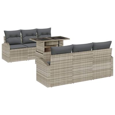 Set Divano da Giardino con cuscino 7 pcs Grigio chiaro vidaXL