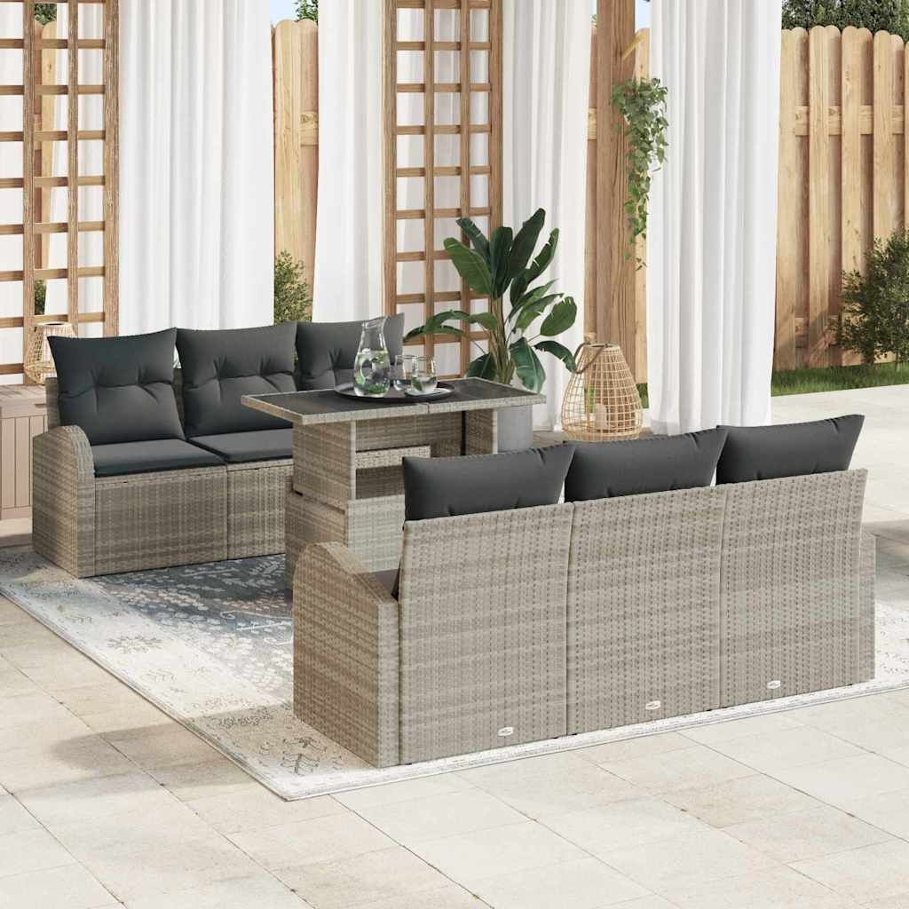 Set Divano da Giardino con cuscino 7 pcs Grigio chiaro vidaXL