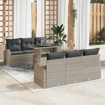 Set Divano da Giardino con cuscino 7 pcs Grigio chiaro vidaXL
