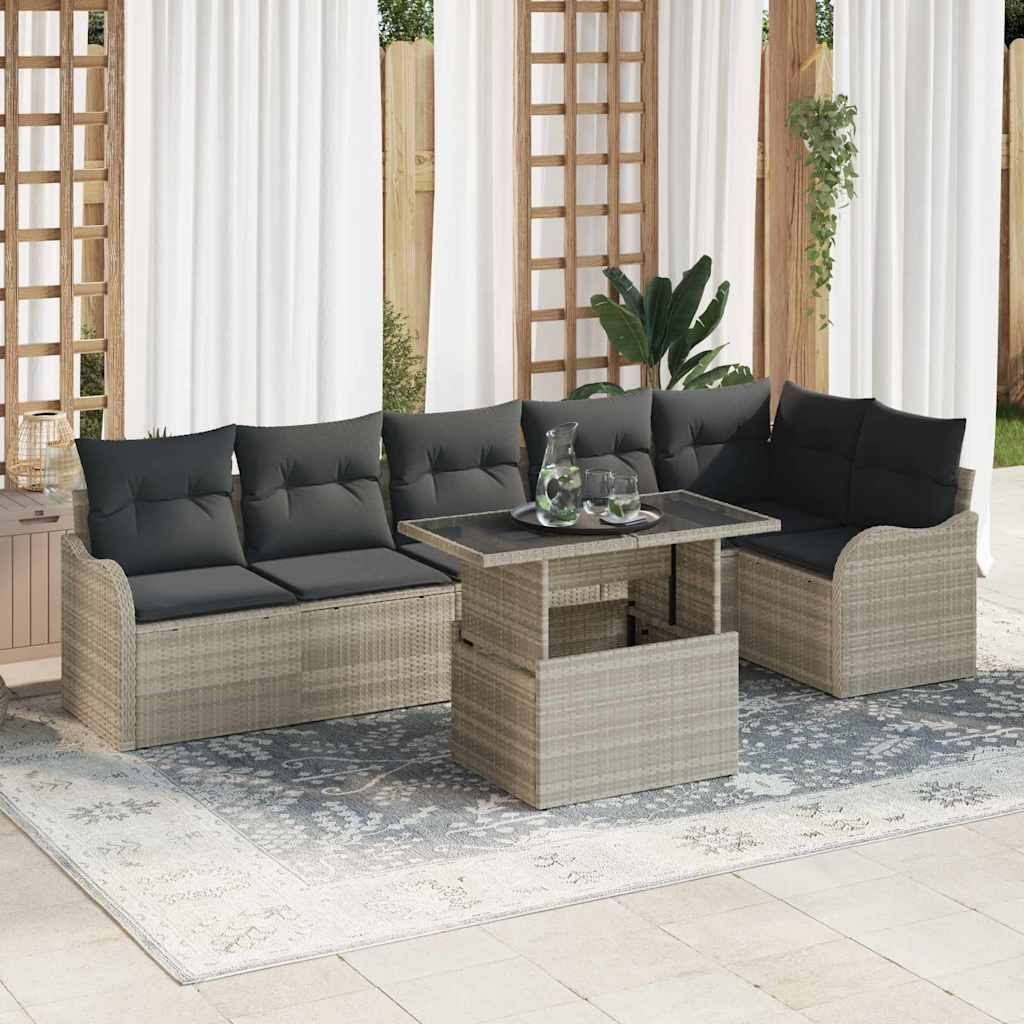 Set Divano da Giardino con cuscino 7 pcs Grigio chiaro vidaXL