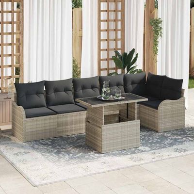 Set Divano da Giardino con cuscino 7 pcs Grigio chiaro vidaXL