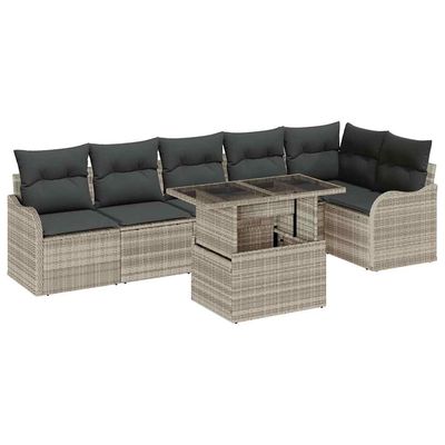 Set Divano da Giardino con cuscino 7 pcs Grigio chiaro vidaXL