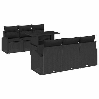 Set Divano da Giardino 7 pcs Nero Rattan in Polipropilene vidaXL