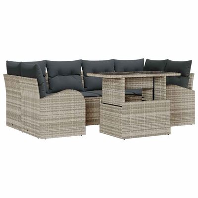 Set Divano da Giardino con cuscino 7 pcs Grigio chiaro vidaXL