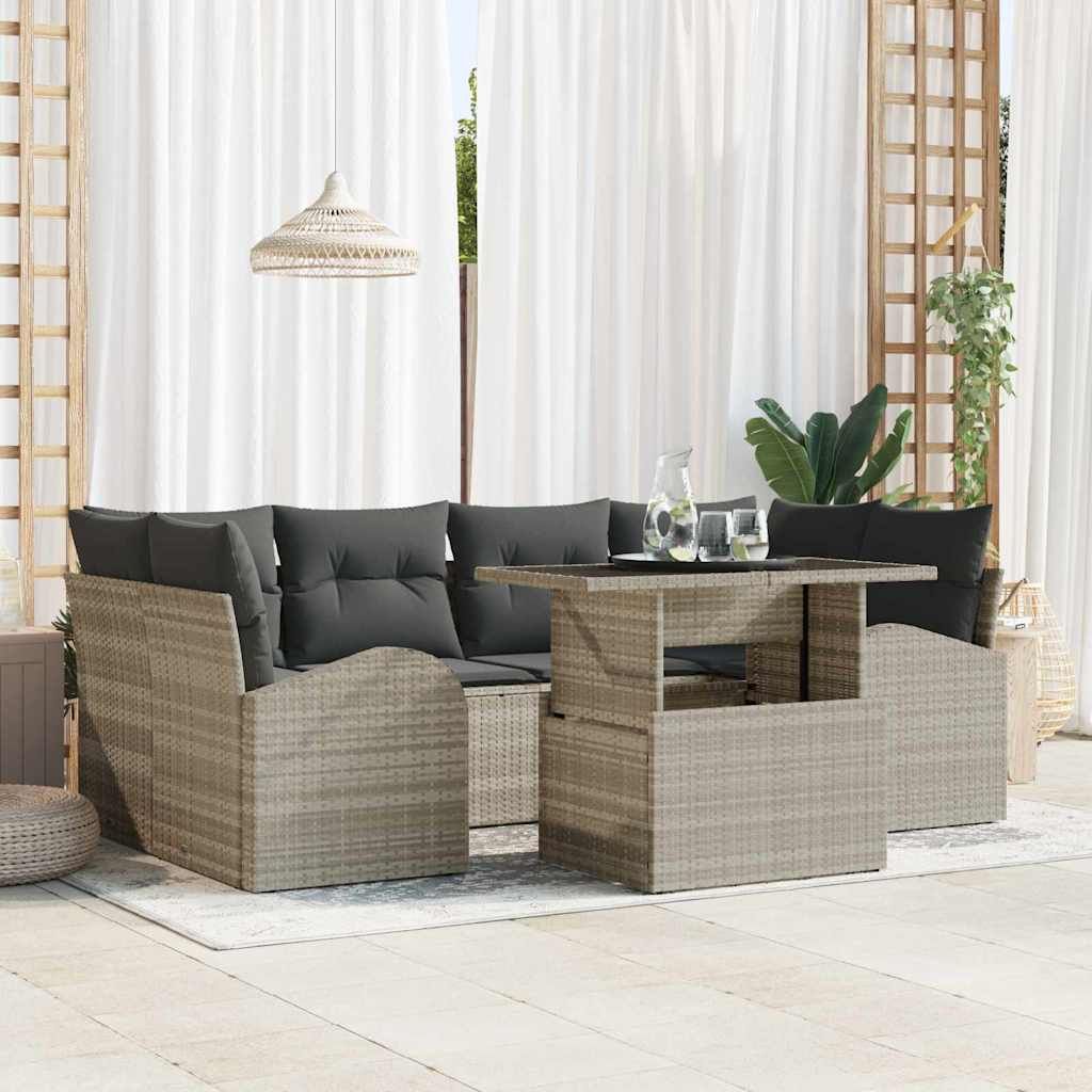 Set Divano da Giardino con cuscino 7 pcs Grigio chiaro vidaXL