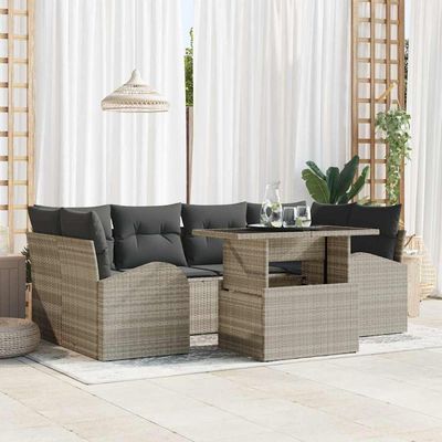 Set Divano da Giardino con cuscino 7 pcs Grigio chiaro vidaXL