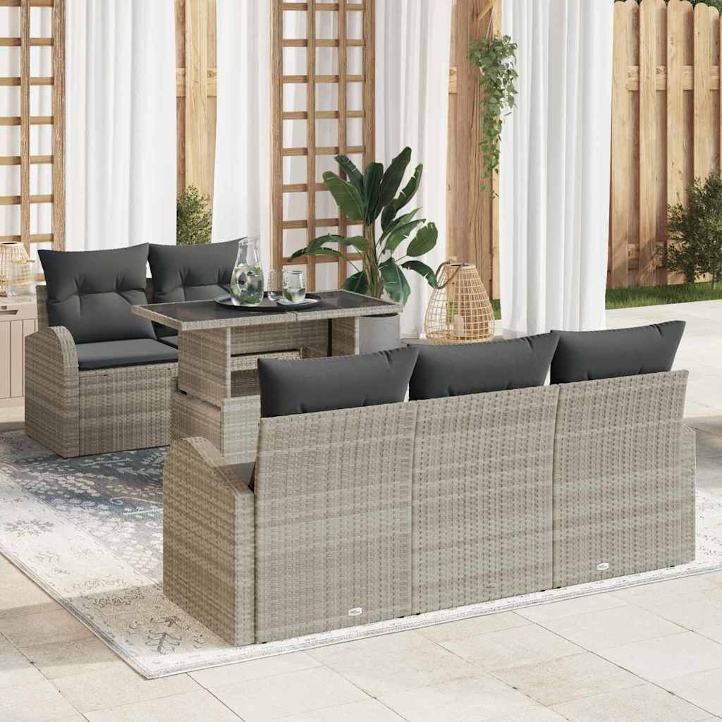 Set Divano da Giardino con cuscino 6 pcs Grigio chiaro vidaXL