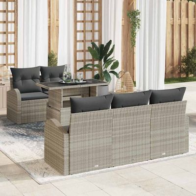 Set Divano da Giardino con cuscino 6 pcs Grigio chiaro vidaXL