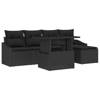 Set Divano da Giardino con cuscino 6 pcs Nero polyrattan vidaXL