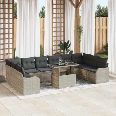 Set Divano da Giardino con cuscino 11 pcs Grigio chiaro vidaXL