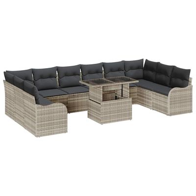 Set Divano da Giardino con cuscino 11 pcs Grigio chiaro vidaXL