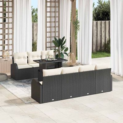Set Divano da Giardino 8 pcs Nero Rattan in Polipropilene vidaXL