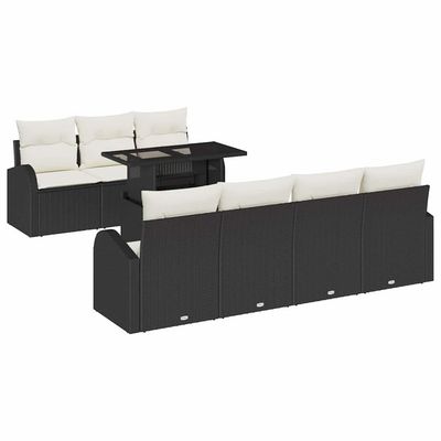 Set Divano da Giardino 8 pcs Nero Rattan in Polipropilene vidaXL