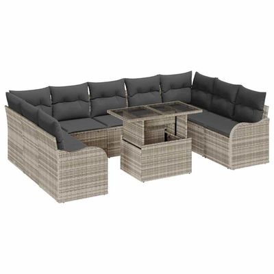 Set Divano da Giardino con cuscino 10 pcs Grigio chiaro vidaXL