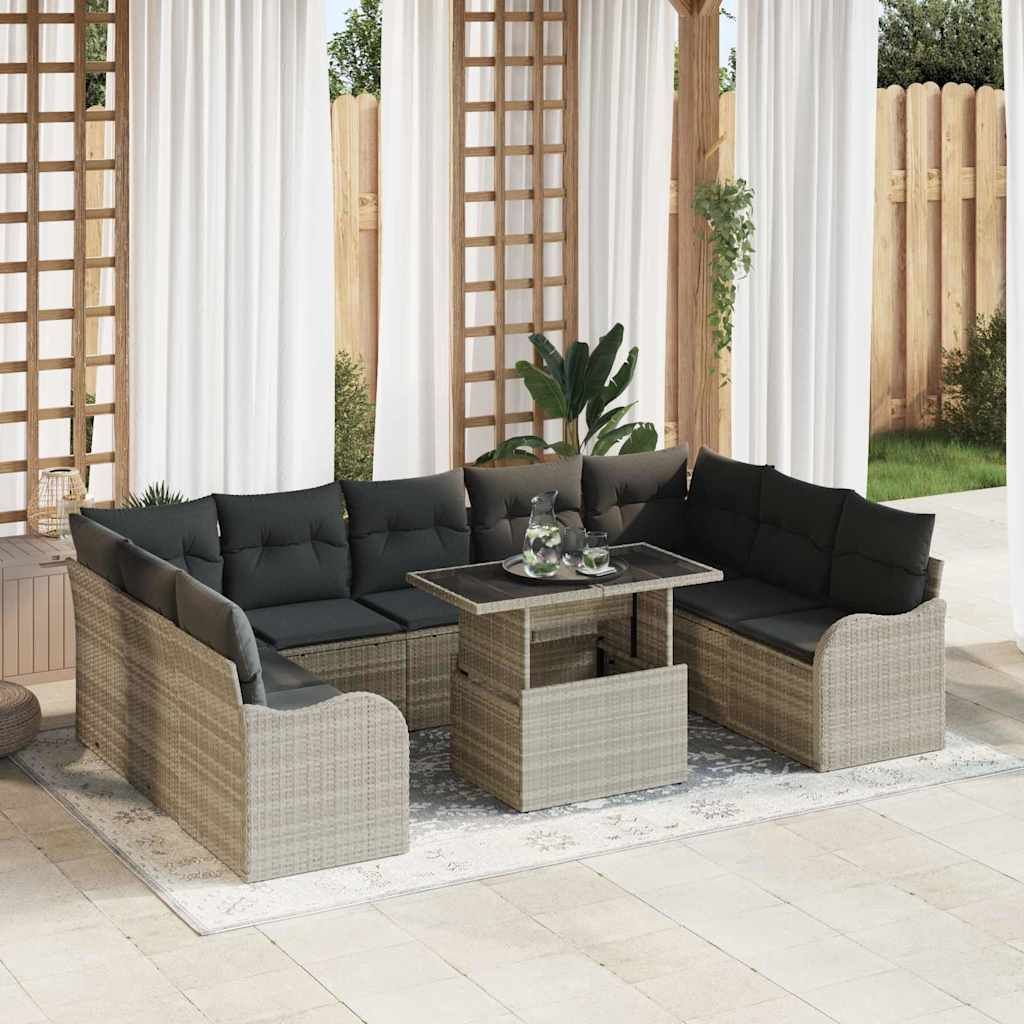Set Divano da Giardino con cuscino 10 pcs Grigio chiaro vidaXL