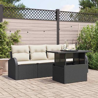 Set Divano da Giardino 5 pcs Nero Rattan in Polipropilene vidaXL