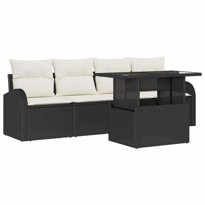 Set Divano da Giardino 5 pcs Nero Rattan in Polipropilene vidaXL