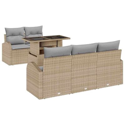 Set Divano da Giardino 6 pcs Beige Rattan in Polipropilene vidaXL
