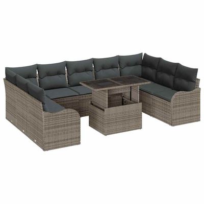 Set Divano da Giardino 10 pcs Grigio Rattan in Polipropilene vidaXL