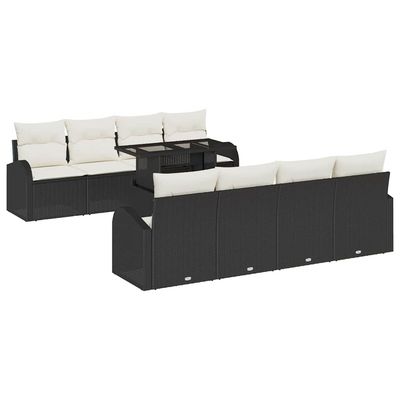 Set Divano da Giardino 9 pcs Nero Rattan in Polipropilene vidaXL