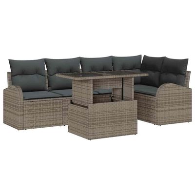 Set Divano da Giardino con cuscino 6 pcs Grigio Poly Rattan vidaXL