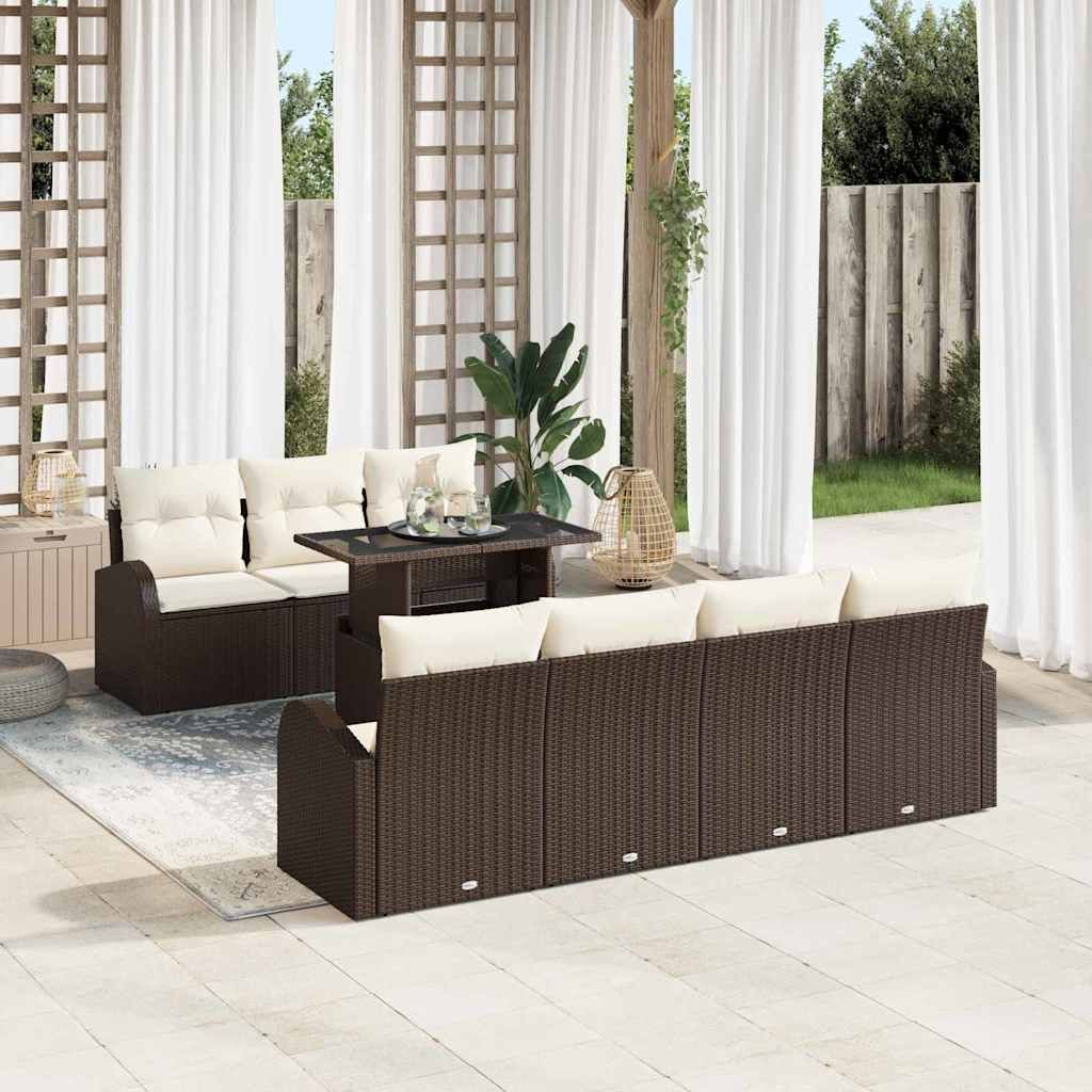 Set Divano da Giardino 8 pcs Marrone Rattan in Polipropilene vidaXL