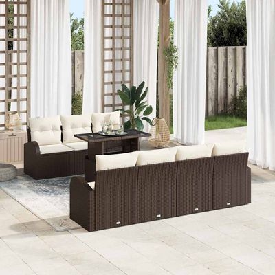 Set Divano da Giardino 8 pcs Marrone Rattan in Polipropilene vidaXL