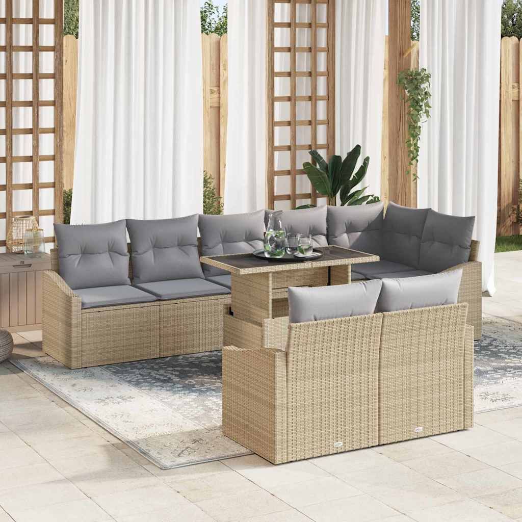 Set Divano da Giardino con cuscino 9 pcs Beige e Grigio Chiaro vidaXL