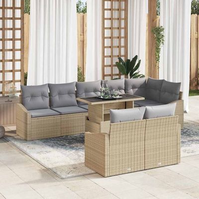 Set Divano da Giardino con cuscino 9 pcs Beige e Grigio Chiaro vidaXL
