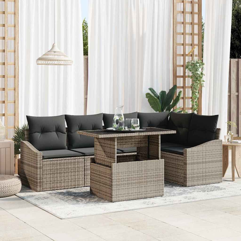 Set Divano da Giardino con cuscino con cuscino 6 pcs Grigio vidaXL