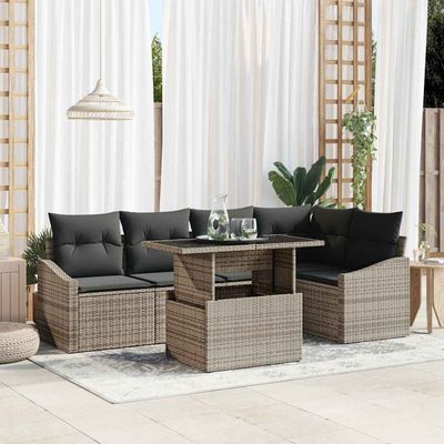 Set Divano da Giardino con cuscino con cuscino 6 pcs Grigio vidaXL
