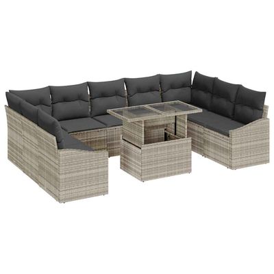 Set Divano da Giardino 10 pcs Grigio chiaro e grigio scuro vidaXL
