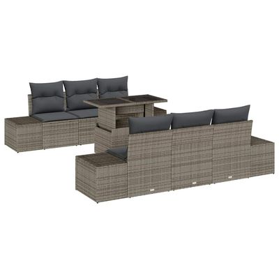 Set Divano da Giardino con cuscino 7 pcs Grigio vidaXL