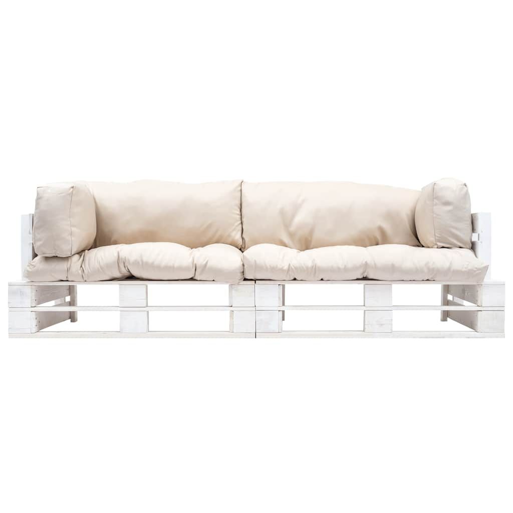 Set Divani da Giardino Pallet 2pz con Cuscini Sabbia Legno Pino vidaXL