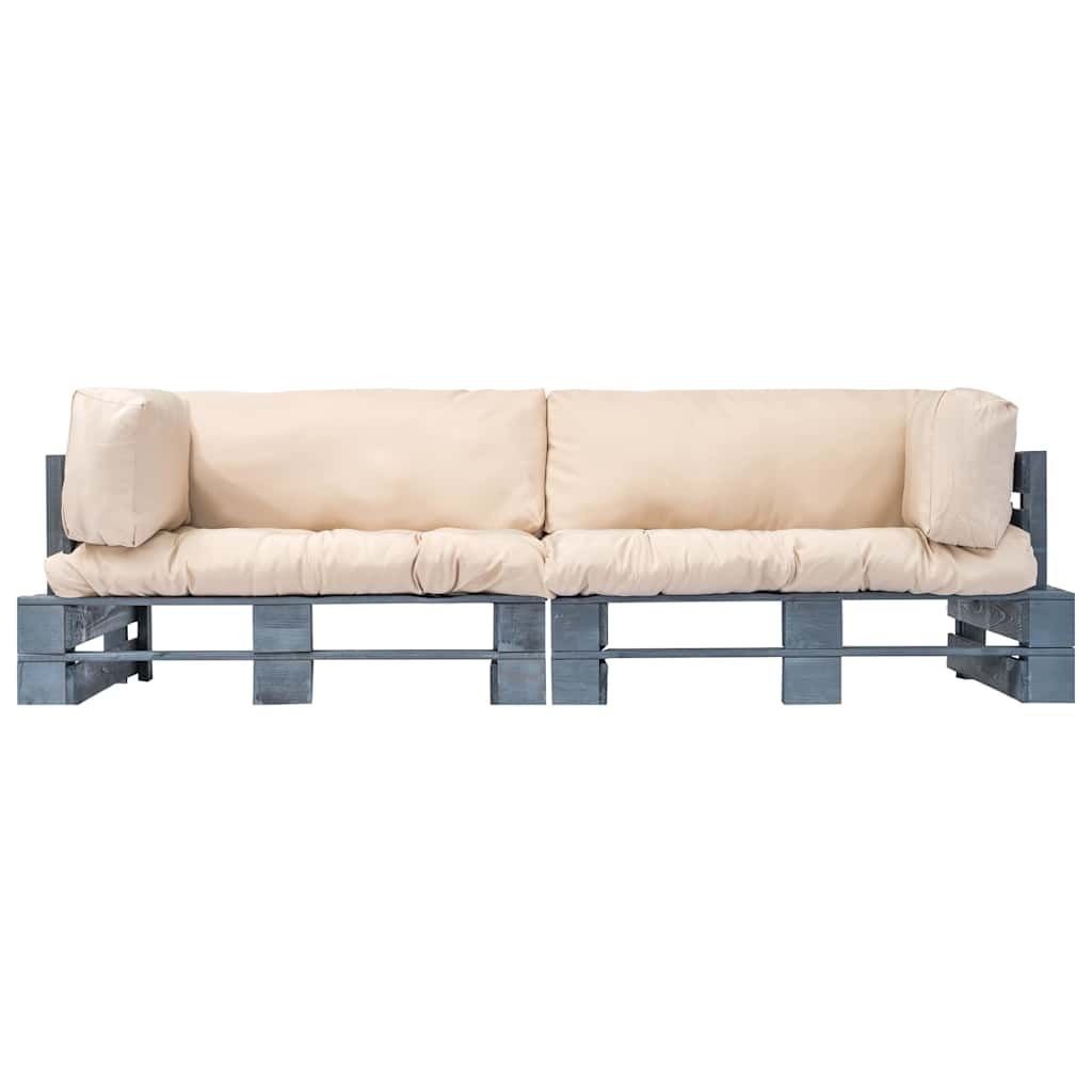 Set Divani Giardino Pallet 2pz con Cuscini Sabbia Legno di Pino vidaXL
