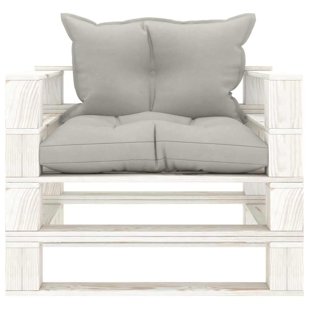 Poltrona da Giardino Pallet con Cuscini Tortora in Legno vidaXL