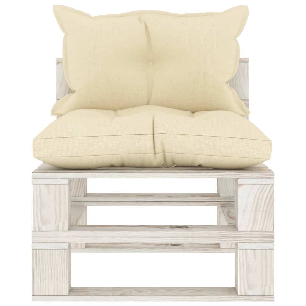 Divano Centrale da Giardino Pallet con Cuscini Crema in Legno vidaXL