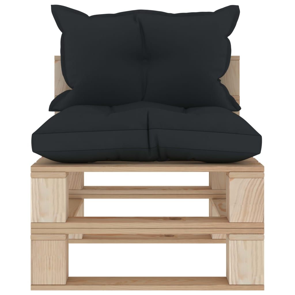 Divano da Giardino in Pallet con Cuscini Antracite in Legno vidaXL