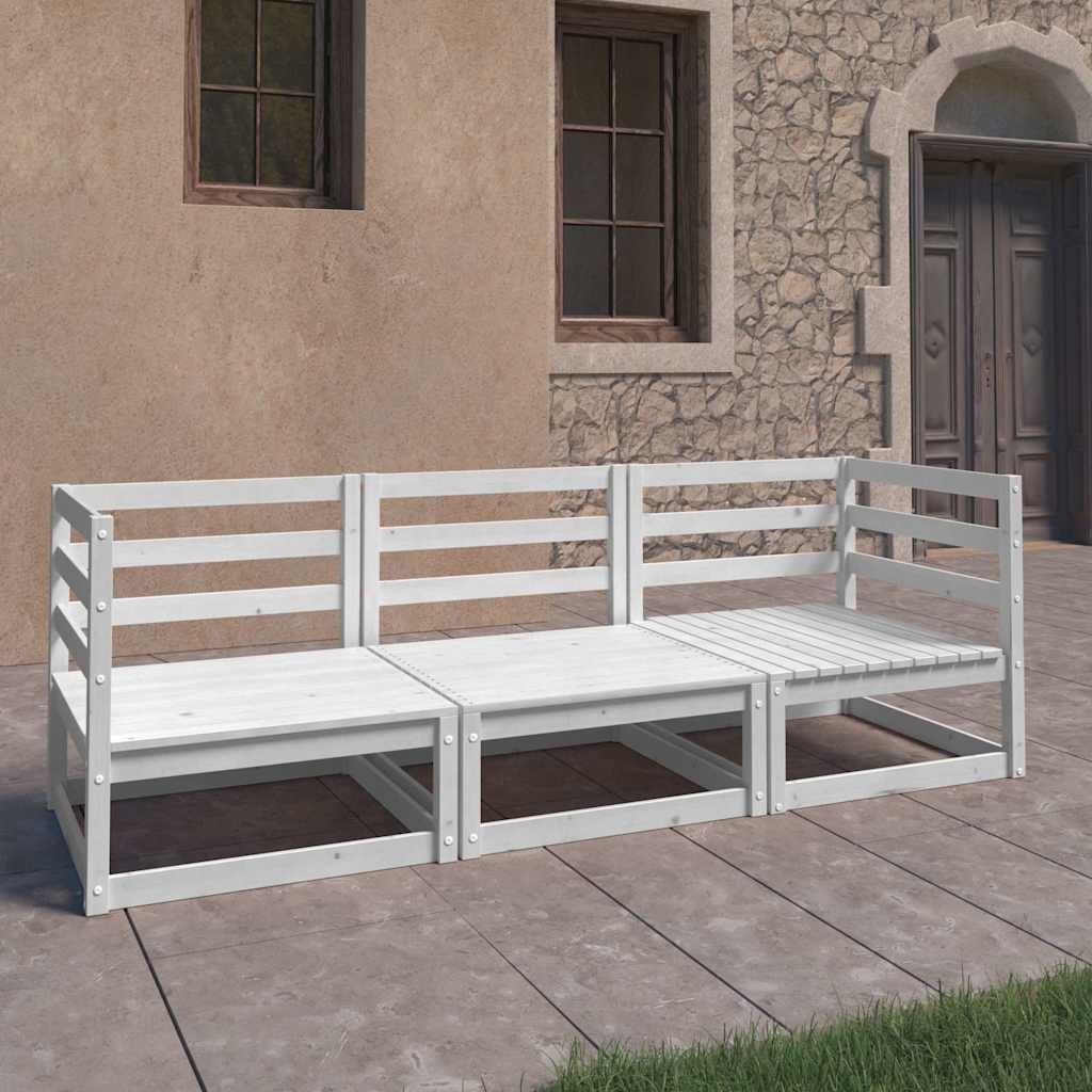 Divano da Giardino a 3 Posti Bianco in Legno Massello di Pino vidaXL