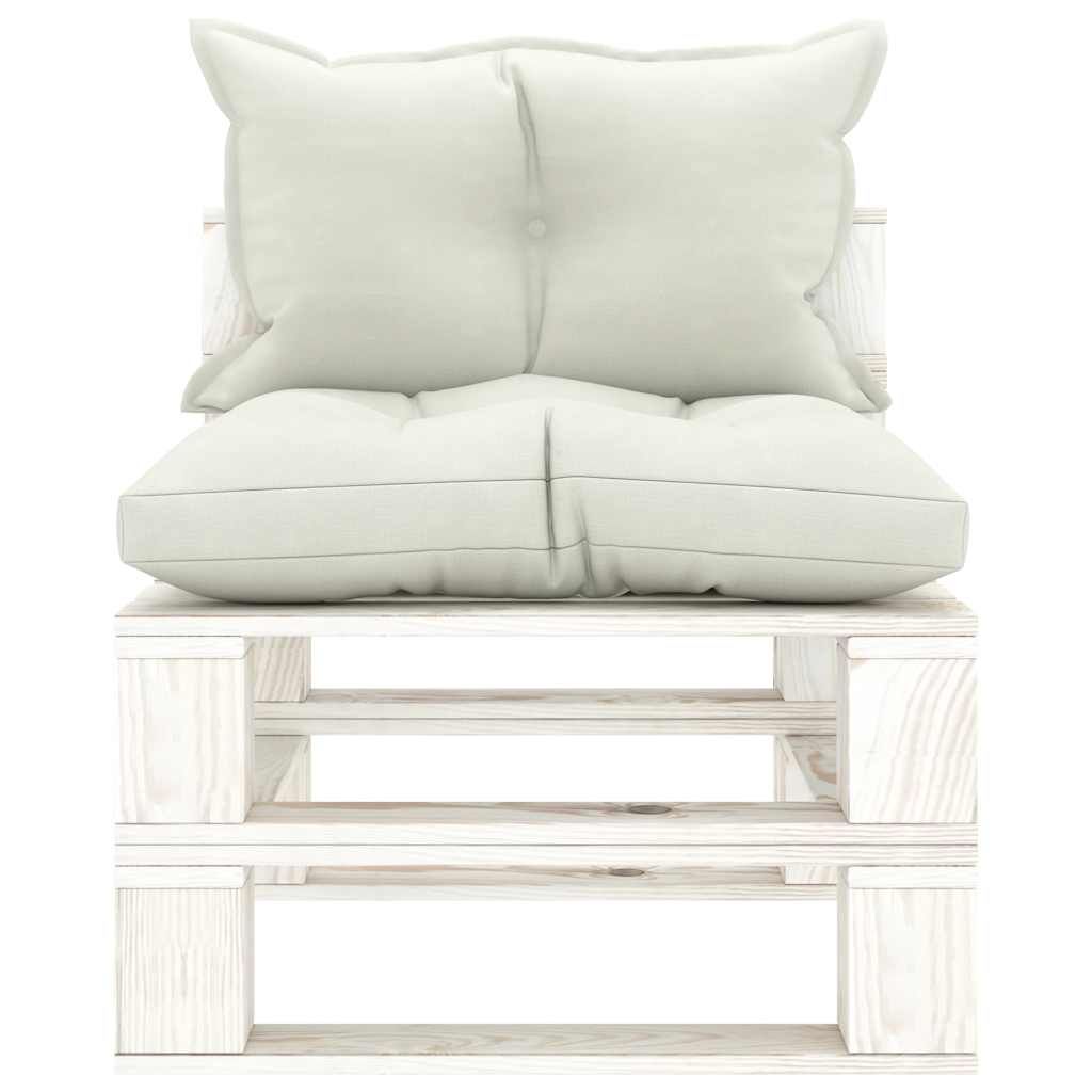 Poltrona Centrale da Giardino Pallet con Cuscini Beige in Legno vidaXL