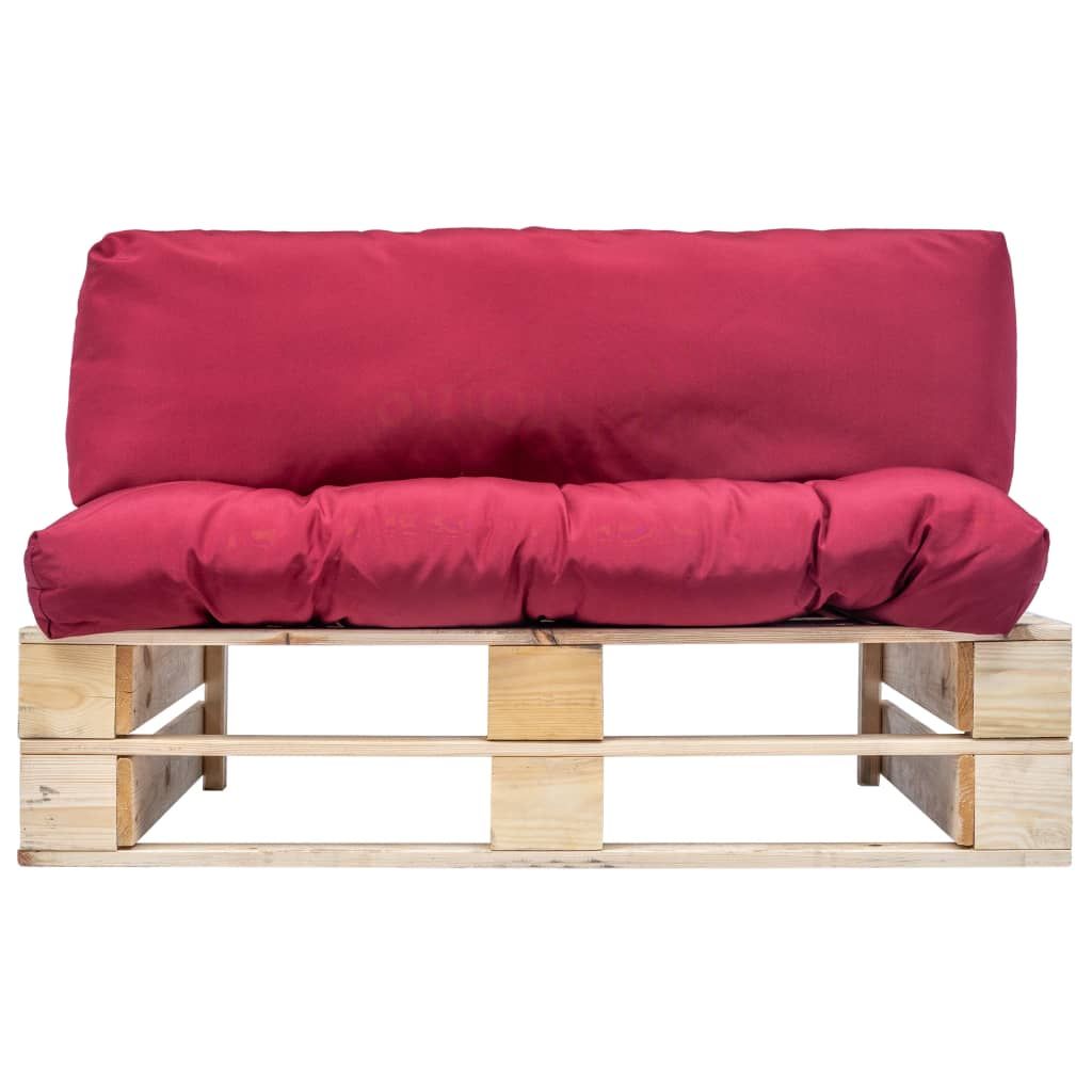 Divano da Giardino a Pallet con Cuscini Rossi in Legno di Pino vidaXL