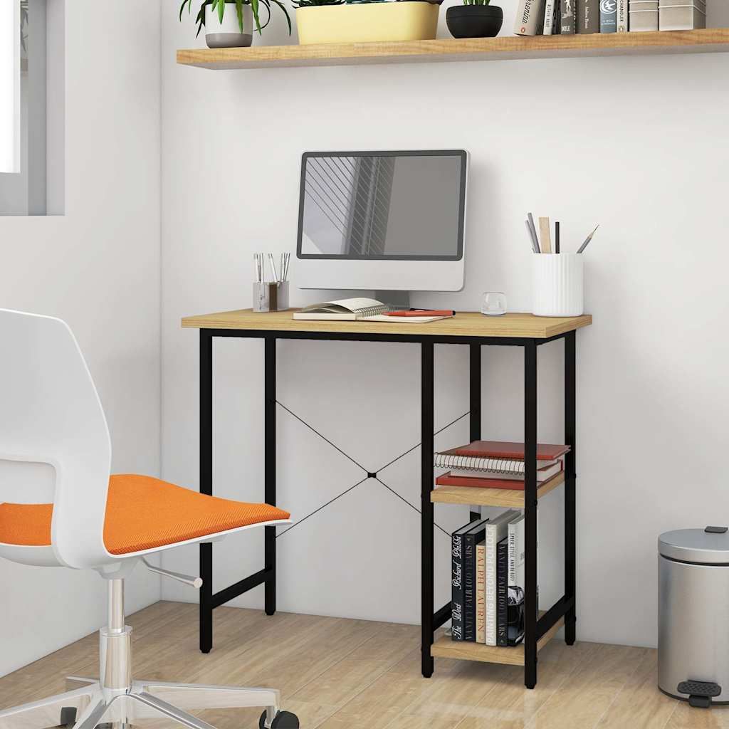 Scrivania Computer Nera e Rovere Chiaro 80x40x72cm MDF Metallo vidaXL